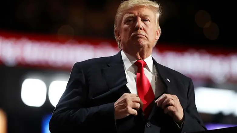 Donald Trump speaking on the fourth day of the Republican National Convention