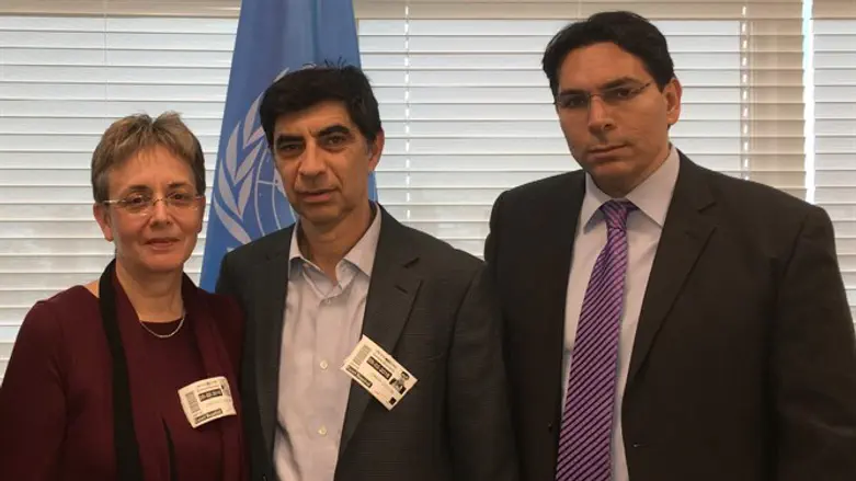 Leah and Simha Goldin with Ambassador Danon during a visit to the UN