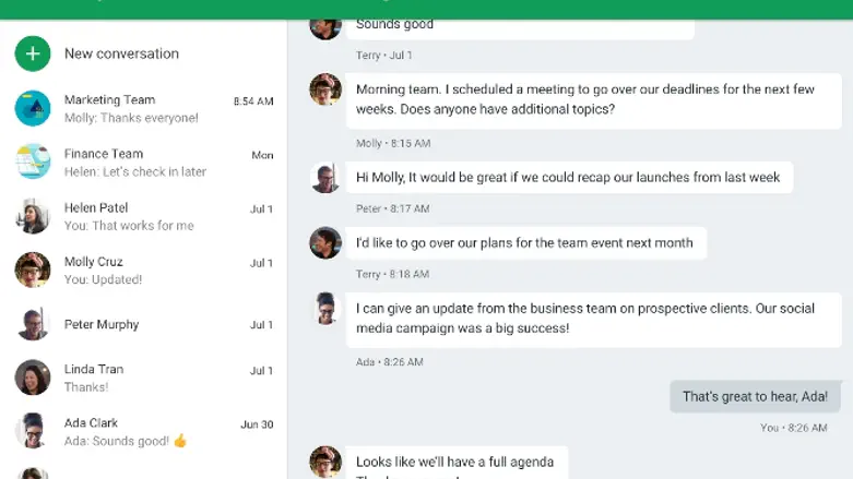 יישור קו. תוסף Hangouts לדפדפן כרום