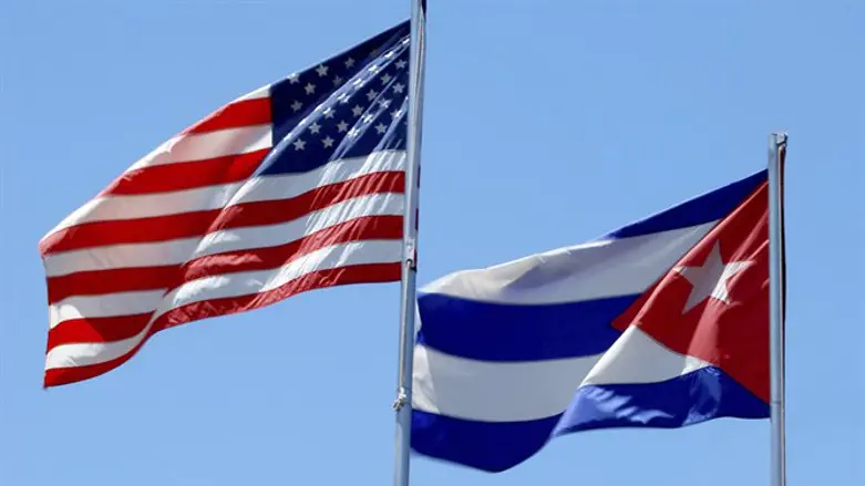 American, Cuban flags