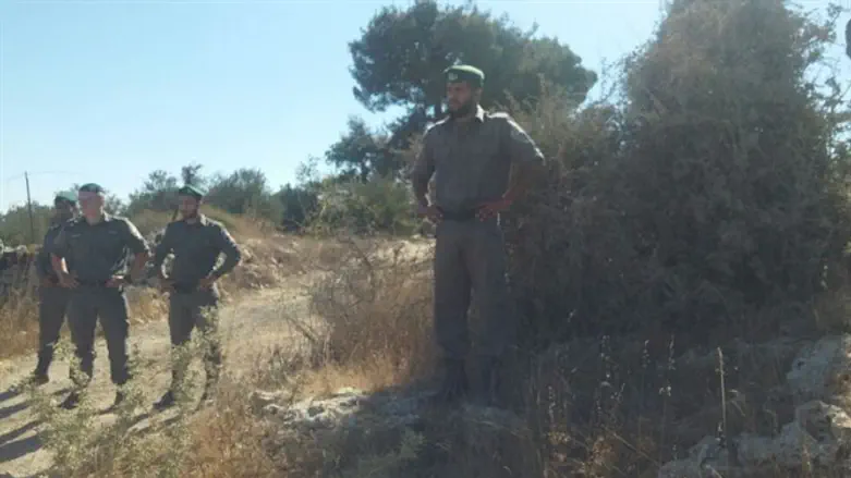 Security forces at the scene this morning