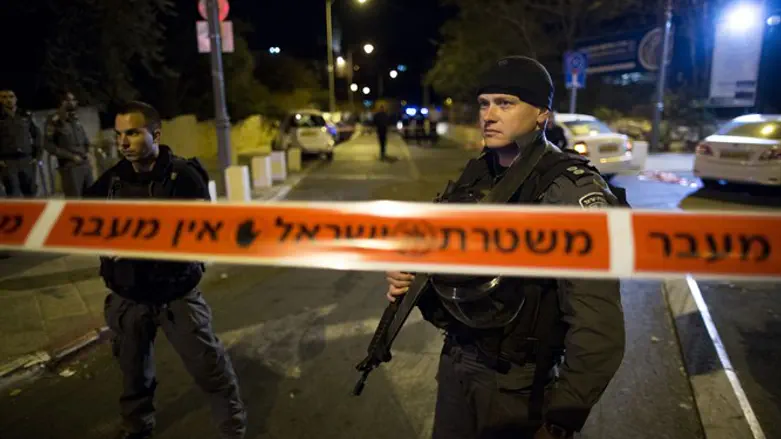 Police cordon of the scene of Jerusalem shooting