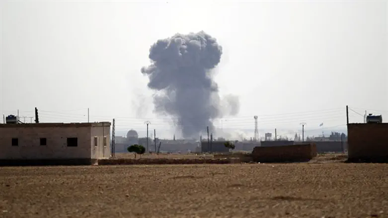 Smoke rises from airstrikes near Azaz