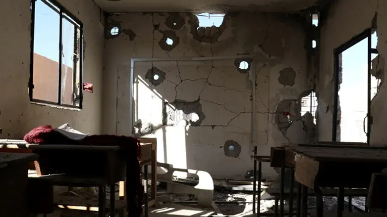 Aftermath of bombing of school in Idlib