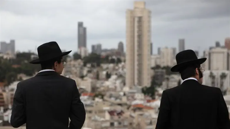 Hareidi men in Bnei Brak (illustrative)