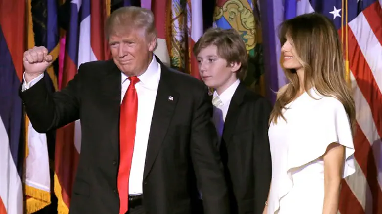 Donald, Barron and Melania Trump