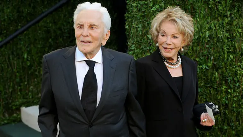 Kirk Douglas with wife Anne at Sunset Tower in West Hollywood, Calif., Feb. 24, 2013