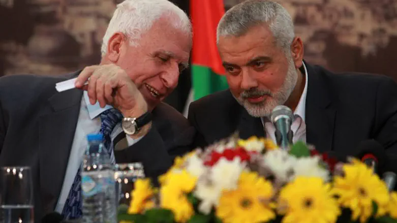 Fatah's Azzam al-Ahmed, Hamas's Ismail Haniyeh