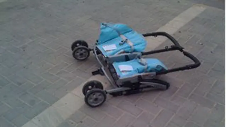 העגלה בה נסעו הילדים שנפצעו