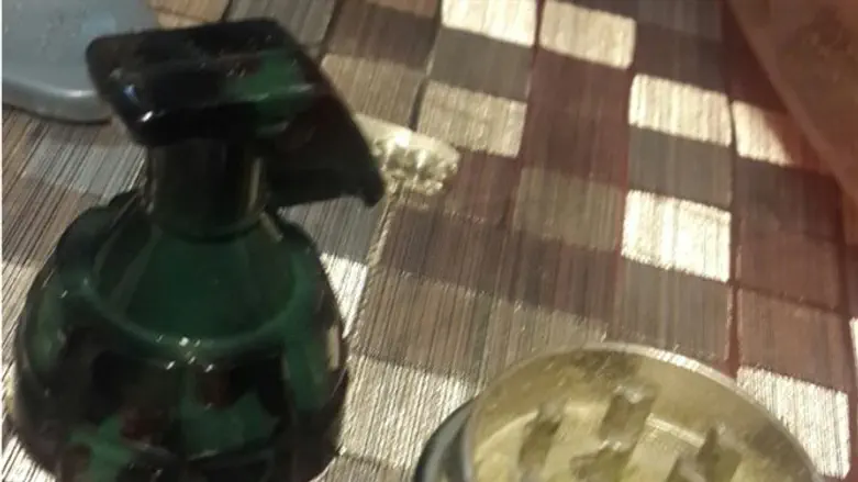 הכלי דמוי הרימון שנתפס בשיקוף