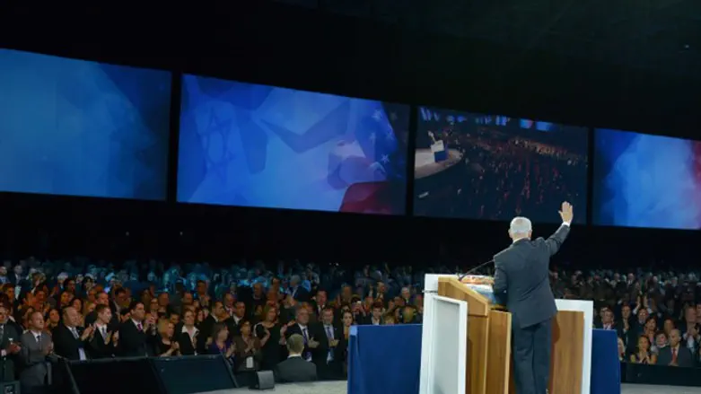 נתניהו נואם בועידת איפא"ק 2014. ארכיון