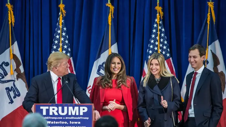 Trump with wife, Melania, daughter Ivanka, and son-in-law Jared Kushner 