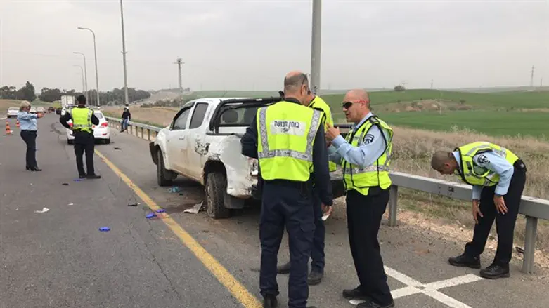 זירת התאונה בכביש 6