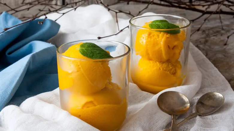 מנגו גלידה שרבט קפוא מתכון מתכונים מטבח קינוח