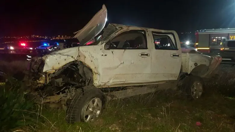 הרכב שהתהפך בכביש החוף