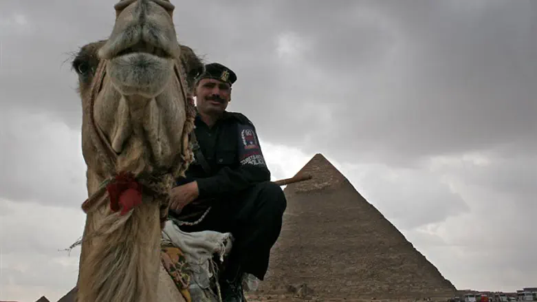 Egyptian soldier at Giza pyramids