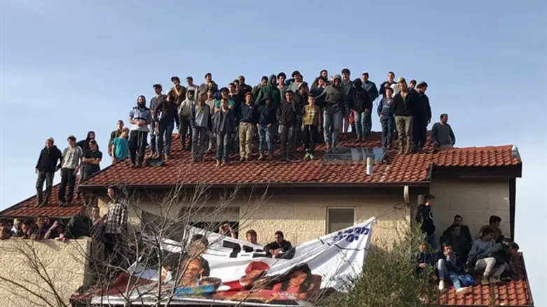 Юные поселенцы на крыше дома в Офре