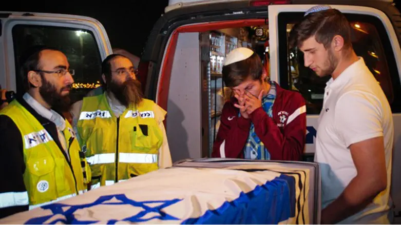 Friends and family at funeral of Ezra Schwartz