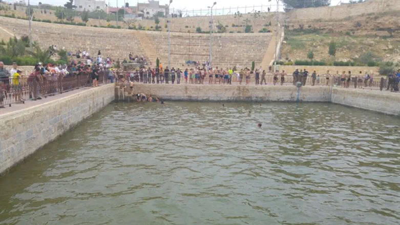 משתתפי הצעידה בבריכת כרמל