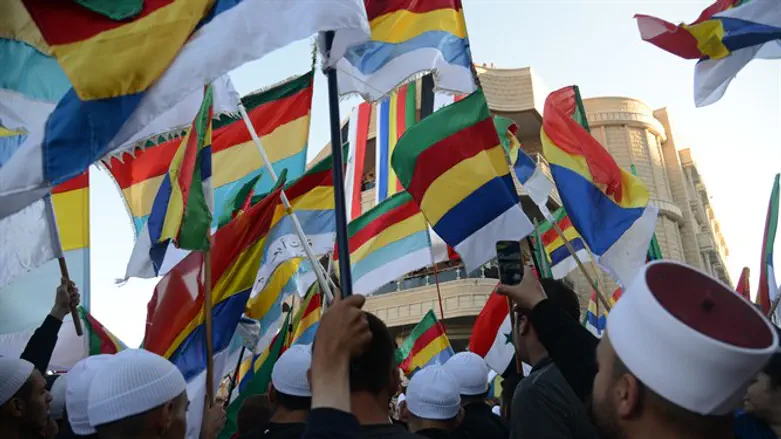 Druze in Majdal Shams, Israel, demonstrate in support of their brethren in Syria