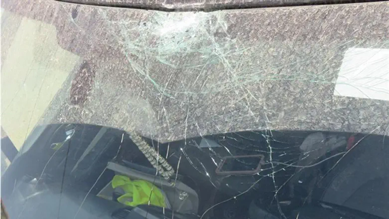 Aharon's car, after the stoning