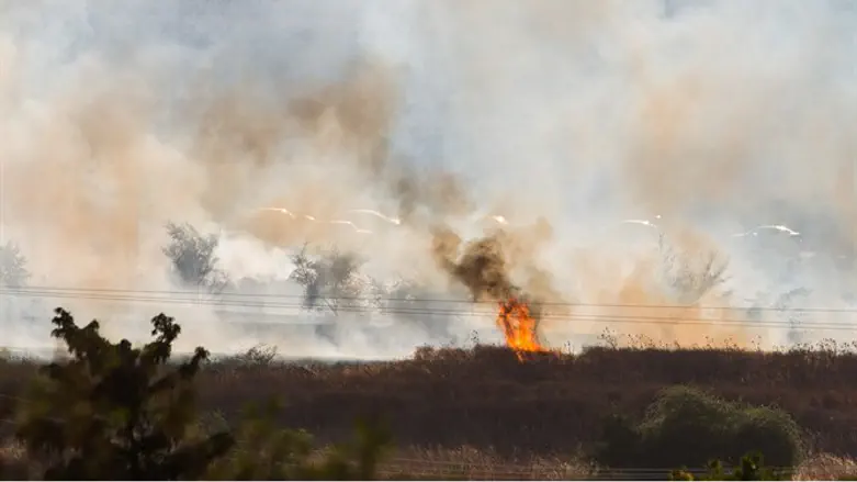 Rocket sparks fire in open field