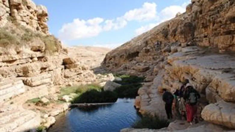 מטיילים בנחל פרת בבנימין