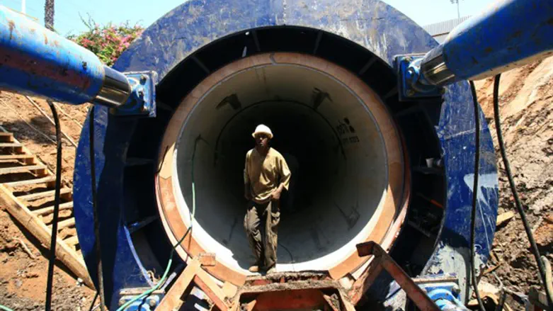 Interring a sewage pipe