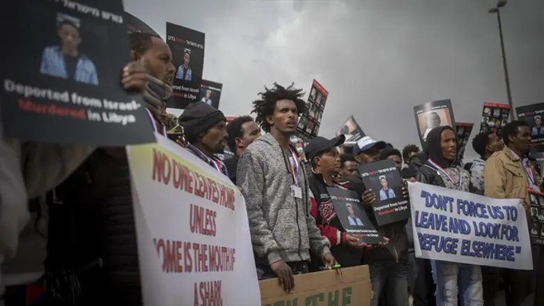As if they have rights: African infiltrators gather during protest outside Supreme Court