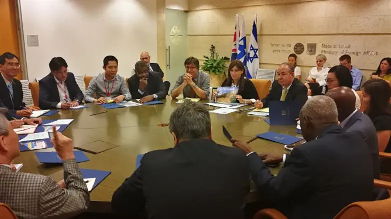 חוטובלי מתדרכת את השגרירים. הבוקר