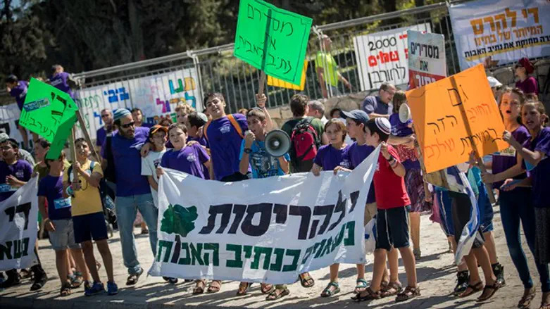 Children of Netiv Ha'avot protest planned demolition