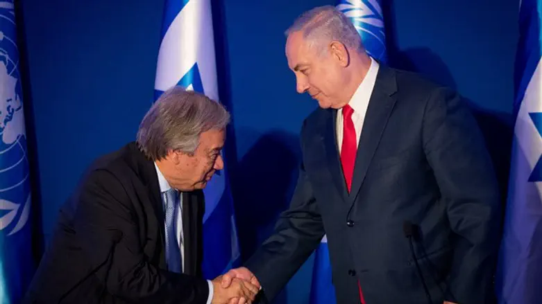 האו"ם לא יעשה בשבילנו את העבודה. ראש הממשלה נתניהו עם מזכ"ל האו"ם אנטוניו גוטרש, השבוע