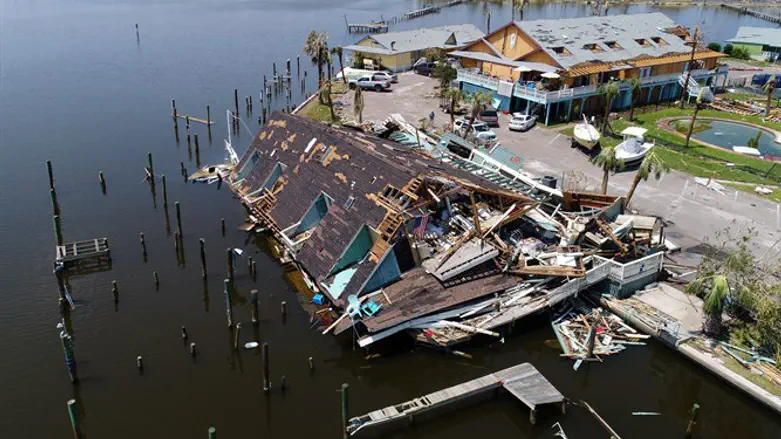 Aerial view of damage done by Hurricane Harvey