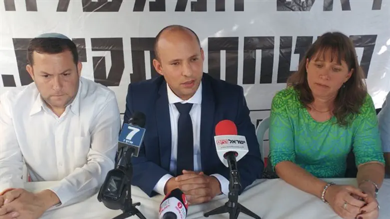 Naftali Bennett at the protest tent