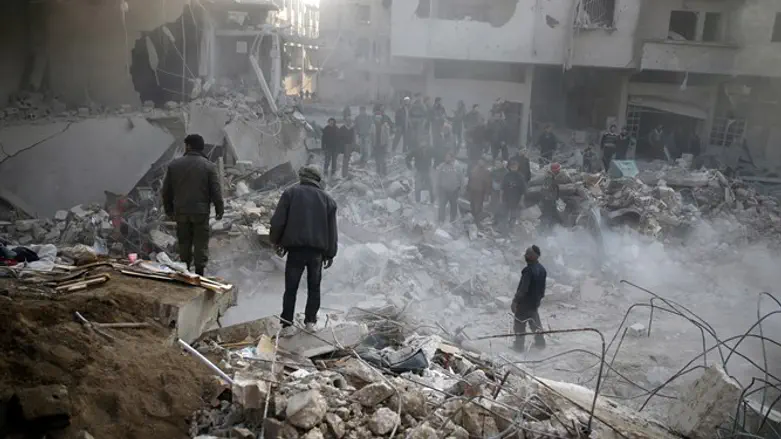 Aftermath of airstrike near Damascus