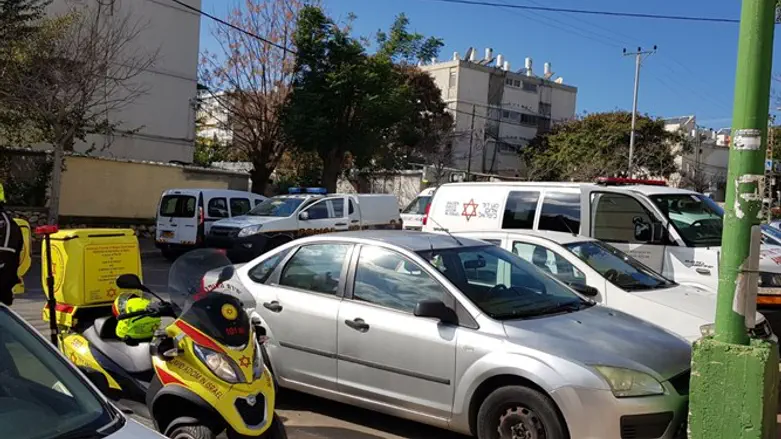 Outside the Ashkelon apartment where victims were found