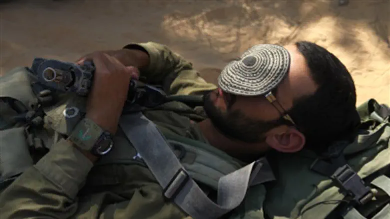 Religious soldier at rest.