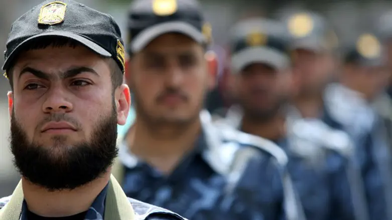 Hamas security men parade in Gaza city