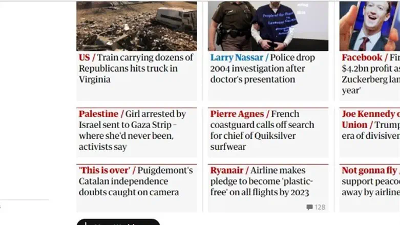 Израиль стал "Палестиной" на веб-сайте The Guardian 