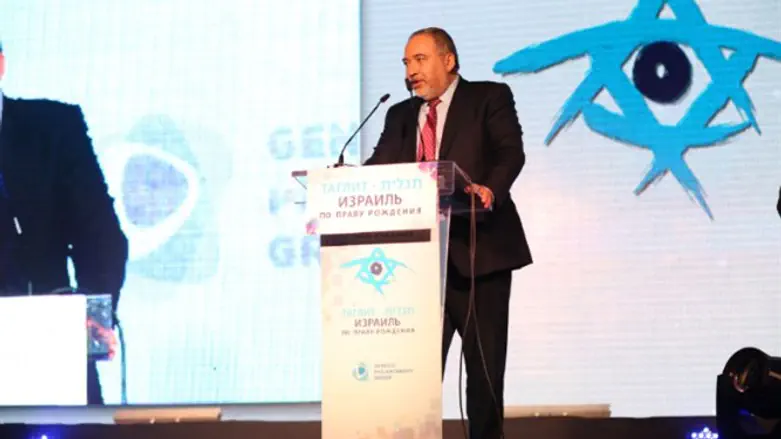 Liberman speaking at event