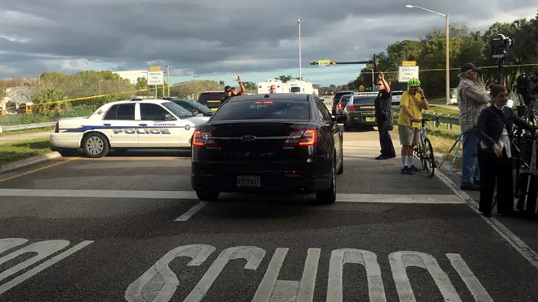 Police patrol near Marjory Stoneman Douglas High School