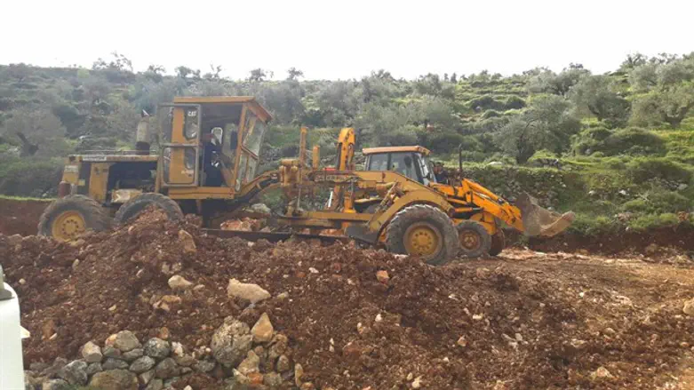 Equipment used for construction of new road