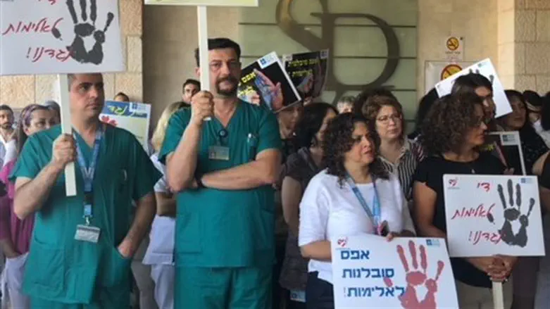 Medical team protests