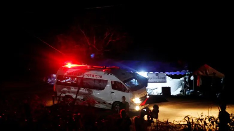 mbulance leaves from Tham Luang cavEa