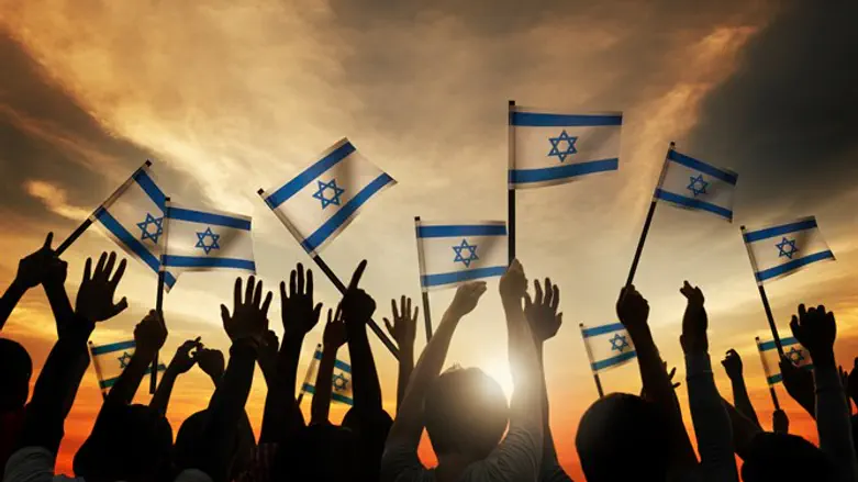Israeli flags waving