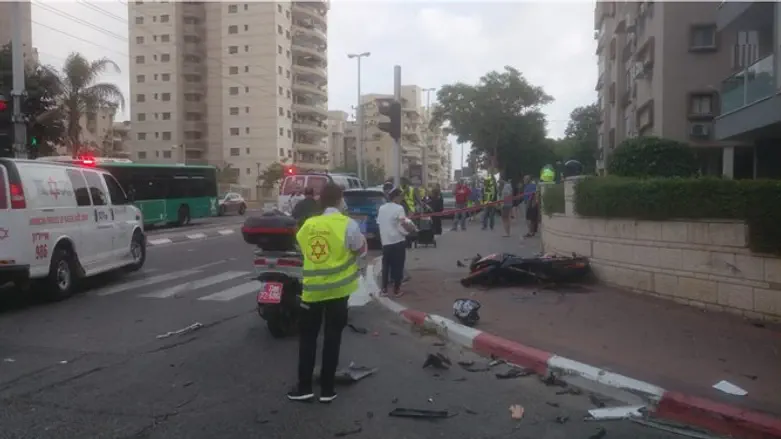 זירת התאונה בחולון