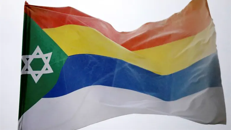 Druze flag decorated with Star of David seen in Daliat al-Karmel, Israel
