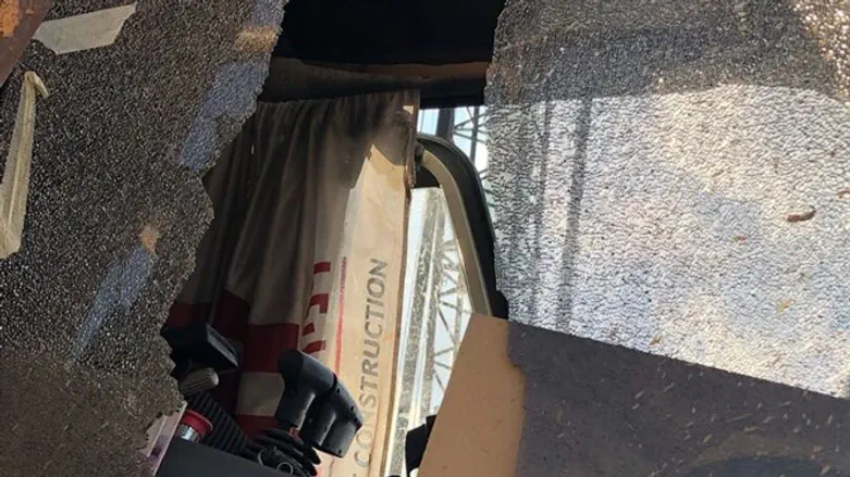 the vehicle struck by gunfire from Gaza