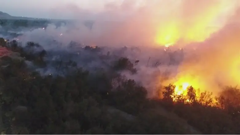 fire near Dead Sea