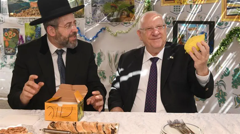 ריבלין והרב לאו עם האתרוג מנווה